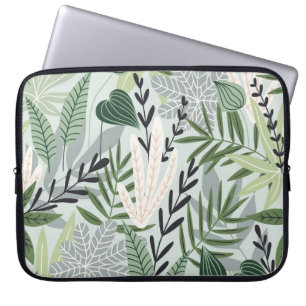 Tropische bladeren: met de hand getekende  print. laptop sleeve