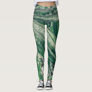Tropische bladeren met regendruppels leggings