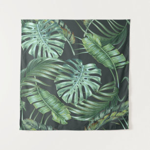Tropische bladeren, monstera, bananenblad, oerwoud wandkleed