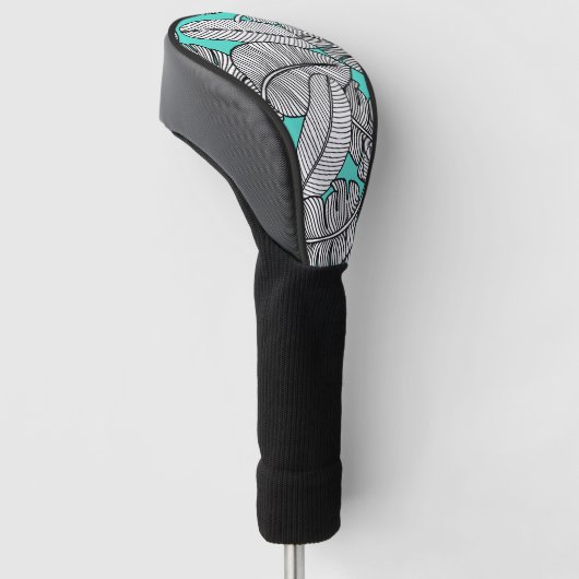 Tropische bladeren Monstera Golf Head Hoesje Golfheadcover (Schuin)