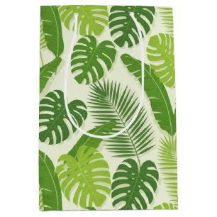 Tropische Bladeren & Monstera Naadloos Patroon Medium Cadeauzakje