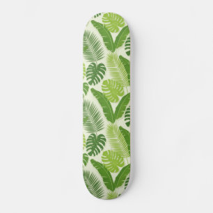 Tropische Bladeren & Monstera Naadloos Patroon Skateboard