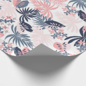 Tropische bladeren Navy blush roze dusty blue Wrap Cadeaupapier (Hoek)