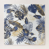 Tropische bladeren, oerwoud naadloze achtergrond. legpuzzel (Horizontaal)