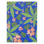 Tropische bladeren op blauw tafelkleed (Voorkant)