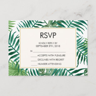 Tropische bladeren patroon bruiloft RSVP Kaartje