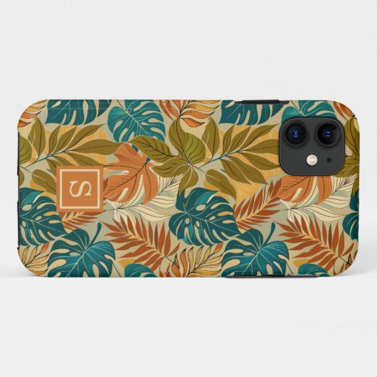 Tropische bladeren patroon monogram Case-Mate iPhone case (Achterkant (horizontaal))