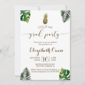 Tropische bladeren Pineapple Luau Afstuderen Kaart (Voorkant)