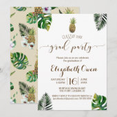 Tropische bladeren Pineapple Luau Afstuderen Kaart (Voorkant / Achterkant)