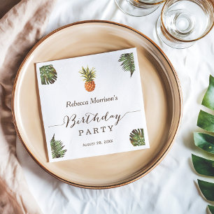 Tropische bladeren Pineapple Summer Birthday Party Servet