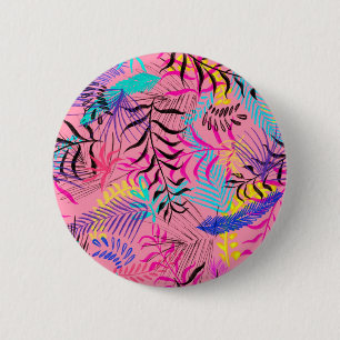 Tropische bladeren ronde button 5,7 cm