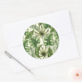 Tropische bladeren ronde sticker (Envelop)