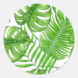 Tropische bladeren ronde sticker