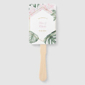 Tropische bladeren Roze Floral Gold Weddenschap Ha Handwaaier (Voorkant)