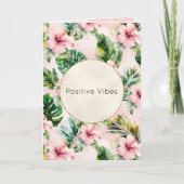 Tropische bladeren roze Hibiscus bloemig Kaart (Voorkant)