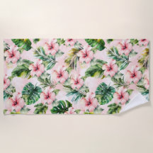 Tropische bladeren roze Hibiscus bloemig