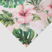 Tropische bladeren roze Hibiscus bloemig Tissuepapier (Detail)