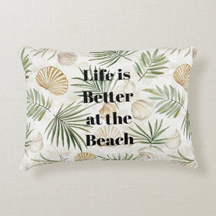 Tropische Bladeren Strand Schelpen Accent Kussen