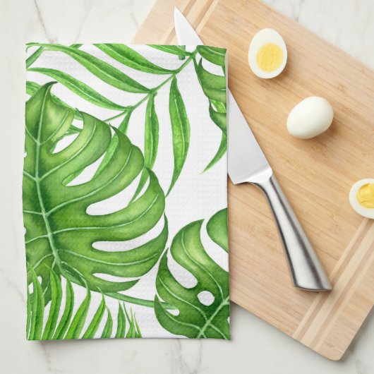 Tropische bladeren theedoek (Quarter Fold)