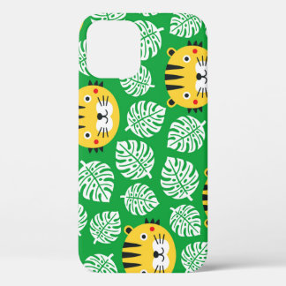 Tropische bladeren tijger Kind patroon iPhone 12 Hoesje