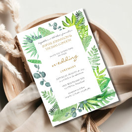 Tropische bladeren waterverf bruiloft kaart