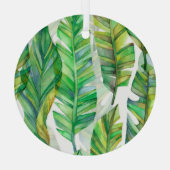 Tropische bladeren: Waterverf naadloos patroon Glas Ornament (Achterkant)