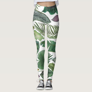 Tropische bladeren: waterverf naadloze achtergrond leggings