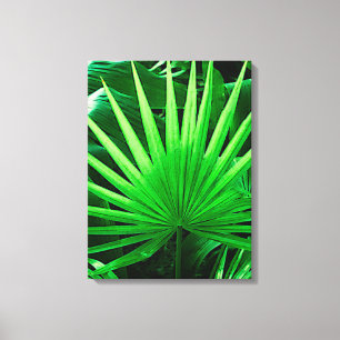 Tropische bladeren, windmolen, donkergroen canvas afdruk