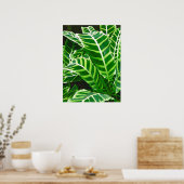 Tropische bladeren, Zebra, donkergroen Poster (Keuken)