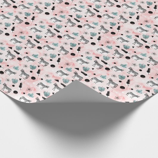 Tropische bladeren Zebra's Stropdas-kleurstofpatro Cadeaupapier (Hoek)