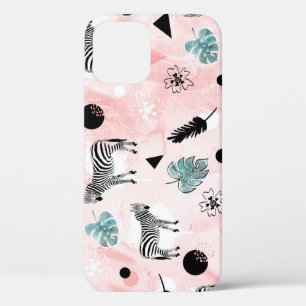 Tropische bladeren Zebra's Stropdas-kleurstofpatro iPhone 12 Hoesje