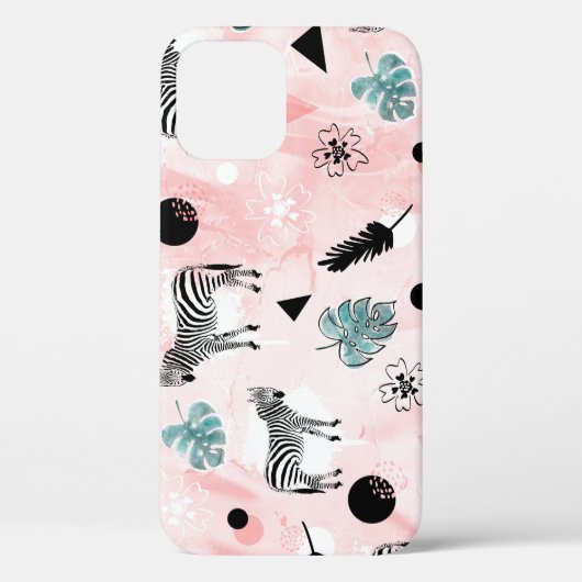 Tropische bladeren Zebra's Stropdas-kleurstofpatro Case-Mate iPhone Case (Achterkant)