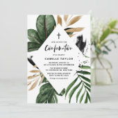 Tropische blades Faux Gold Foil Lijst-bevestiging Kaart (Staand voorkant)