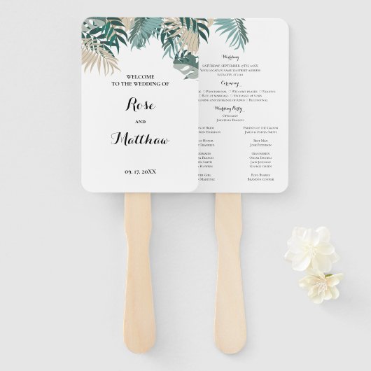 Tropische bladventilator handwaaier (Voorkant en achterkant)