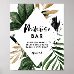 Tropische bladzijden Gold Foil Shower Mimosa Bar Poster