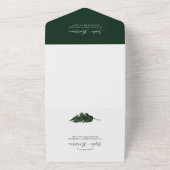 Tropische bladzijden groen en gouden bruiloft all in one uitnodiging (Buitenkant)