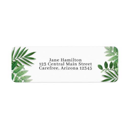 Tropische bladzijden retouradreslabel etiket (Voorkant)