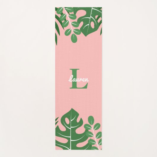 Tropische bladzijden Trendy Monogram Yogamat (Voorkant)