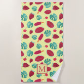Tropische bladzijden zomervakantiemonogram strandlaken (Voorkant)