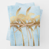 Tropische blauwe goudpalmen inpakpapier vel (In situ)