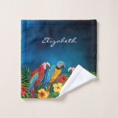 Tropische blauwe hemelparrots bladeren zomernaam bad handdoek (Wasdoekje)