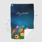 Tropische blauwe hemelparrots bladeren zomernaam golfhanddoek (Insitu)