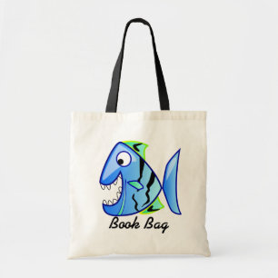 Tropische blauwe het boekzak van de Piranha Tote Bag