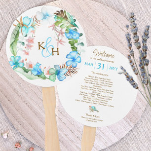 Tropische Blauwe Hibiscus Krans Bruiloft Handwaaier