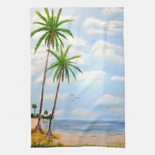 Tropische blauwe lucht theedoek