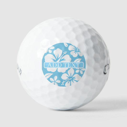 Tropische blauwe strandbloemen golfballen (Voorkant)