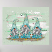 Tropische blauwe Waterverf-strand-knomes Poster (Voorkant)