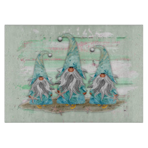 Tropische blauwe Waterverf-strand-knomes Snijplank