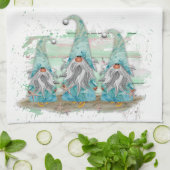 Tropische blauwe Waterverf-strand-knomes Theedoek (Gevouwen)