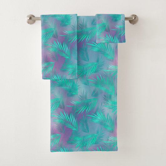 Tropische Blauwgroen bladzijden grafisch Bad Handdoek (Insitu)